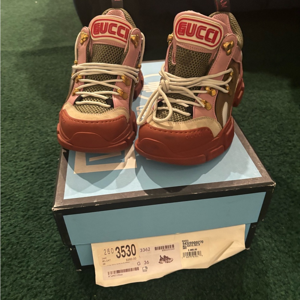 Gucci Women Pink and Red Sneakers